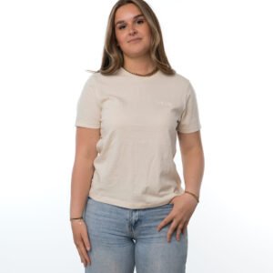 I'M IN Dames T-shirt beige borduur naam borst