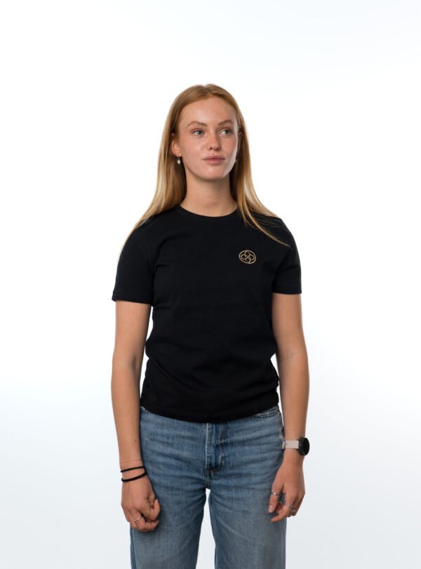 I'M IN Dames T-shirt zwart borduur logo borst - Afbeelding 3