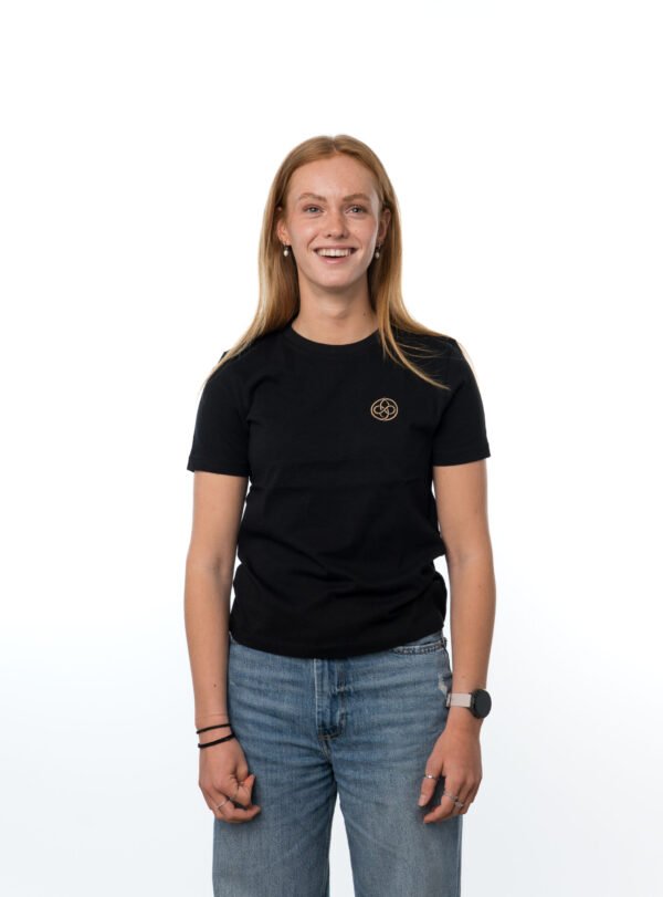 I'M IN Dames T-shirt zwart borduur logo borst - Afbeelding 4