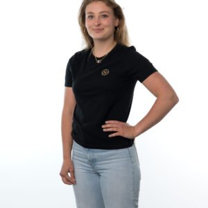 I'M IN Dames T-shirt zwart borduur logo borst
