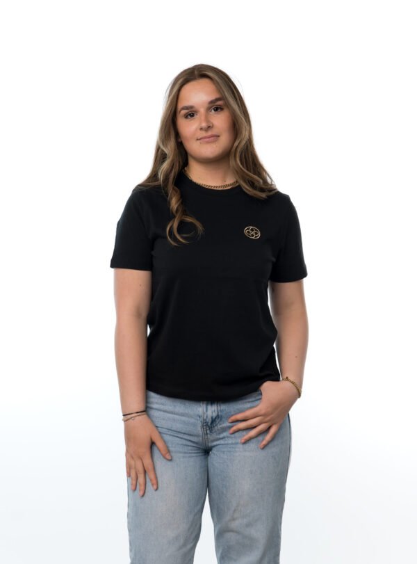 I'M IN Dames T-shirt zwart borduur logo borst - Afbeelding 2