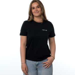 I'M IN Dames T-shirt zwart opdruk naam borst