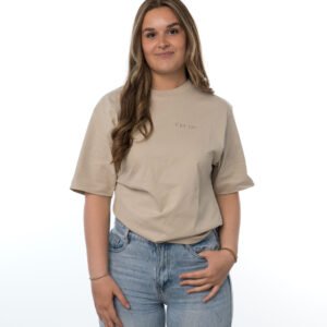 I'M IN Unisex T-shirt (extra zwaar) beige borduur naam borst