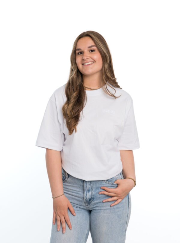 I'M IN Unisex T-shirt (extra zwaar) wit borduur naam borst - Afbeelding 3