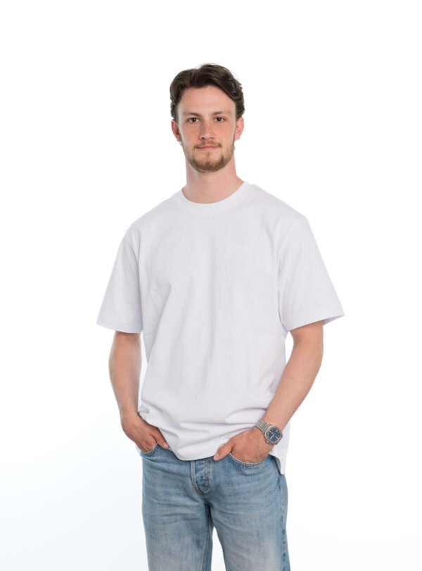 I'M IN Unisex T-shirt (extra zwaar) wit borduur naam borst
