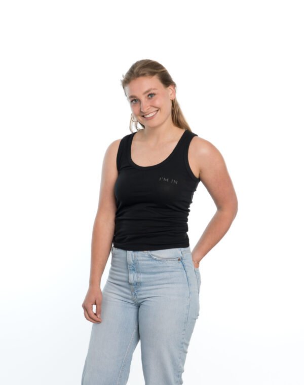 I'M IN Dames Tanktop zwart opdruk naam borst - Afbeelding 2