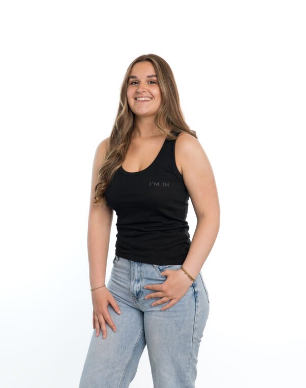 I'M IN Dames Tanktop zwart opdruk naam borst