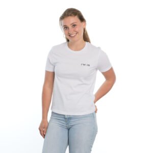 I'M IN Dames T-shirt wit opdruk naam borst