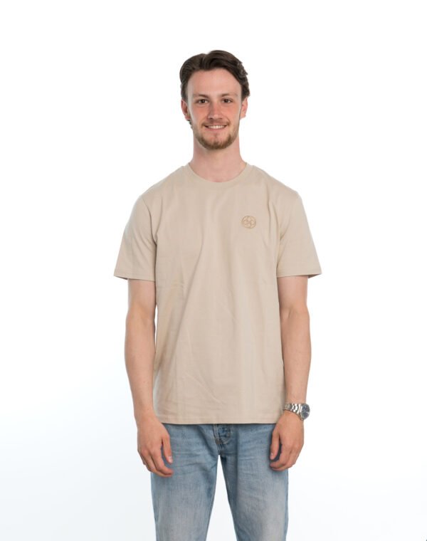 I'M IN Heren T-shirt beige borduur logo borst - Afbeelding 2