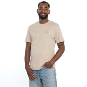I'M IN Heren T-shirt beige borduur logo borst