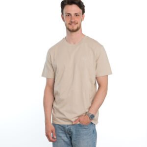 I'M IN Heren T-shirt beige opdruk logo borst