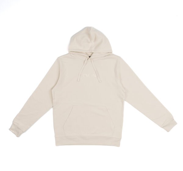I'M IN Unisex Hoodie creme borduur naam midden - Afbeelding 4