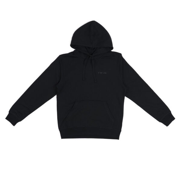 I'M IN Unisex Hoodie zwart opdruk naam borst - Afbeelding 5