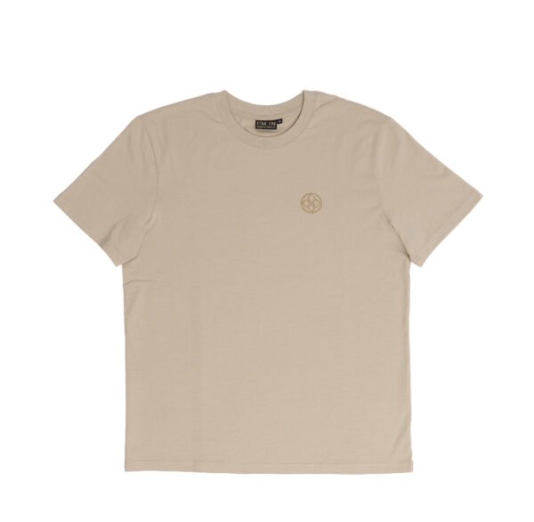I'M IN Heren T-shirt beige borduur logo borst - Afbeelding 3