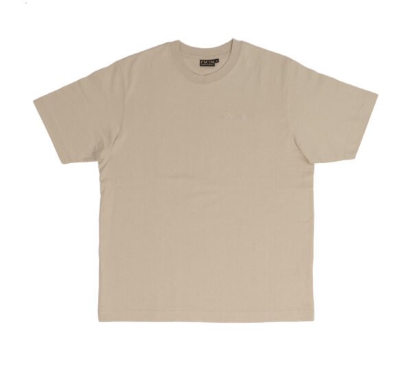 I'M IN Unisex T-shirt (extra zwaar) beige borduur naam borst - Afbeelding 5